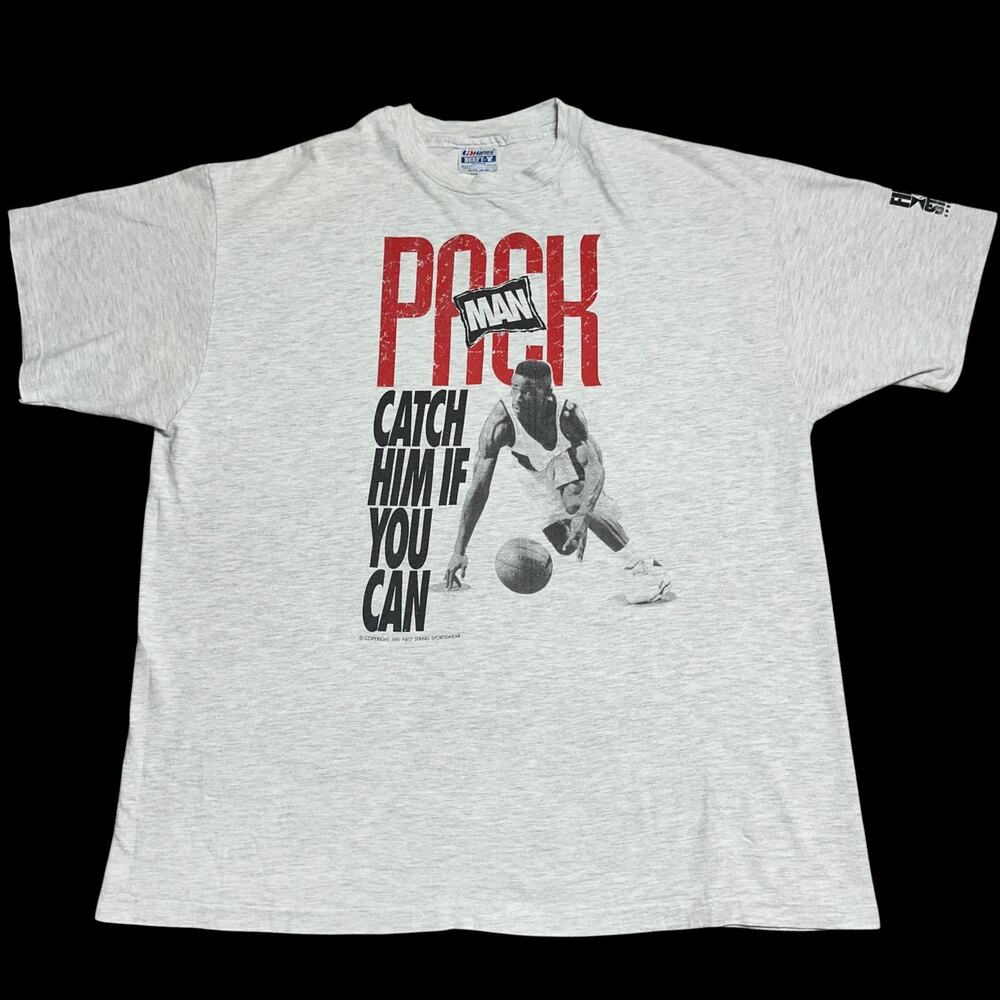 Vintage 1991 Portland Trailblazers Tee Shirt Robert Pack Man NBA Basketball XL